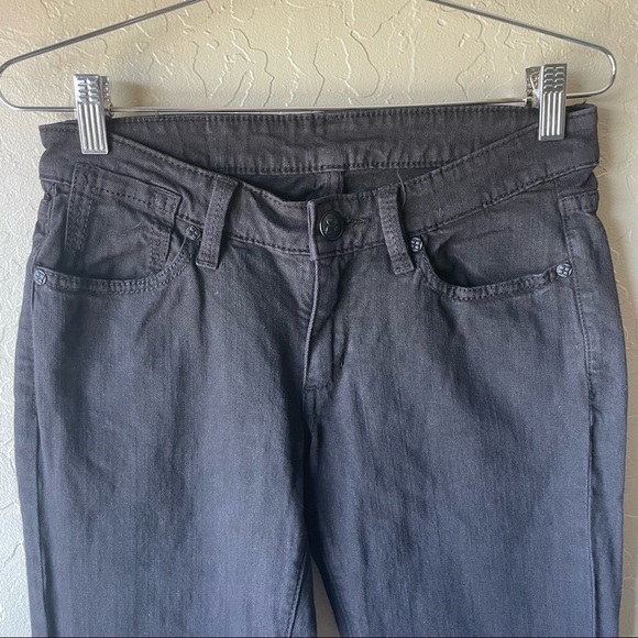 BCBGMaxazria Black Distressed Skinny Jeans Ankle Fray Knee Rips - Picture 8 of 13